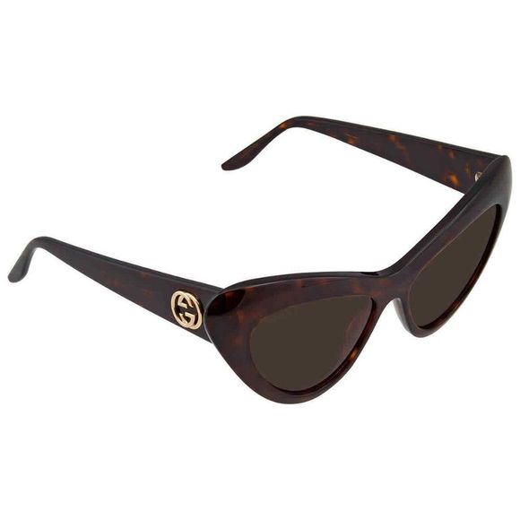 NEW Gucci Brown Cat Eye Women's Sunglasses - Picture 1 of 4